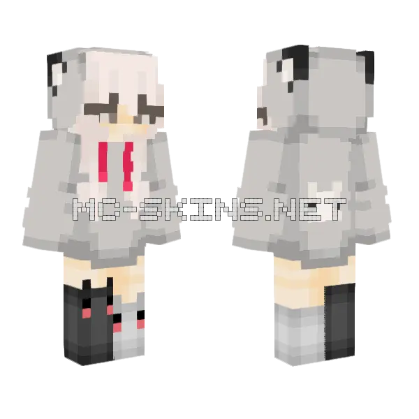 Kitty Hoodie Minecraft skin, front and back