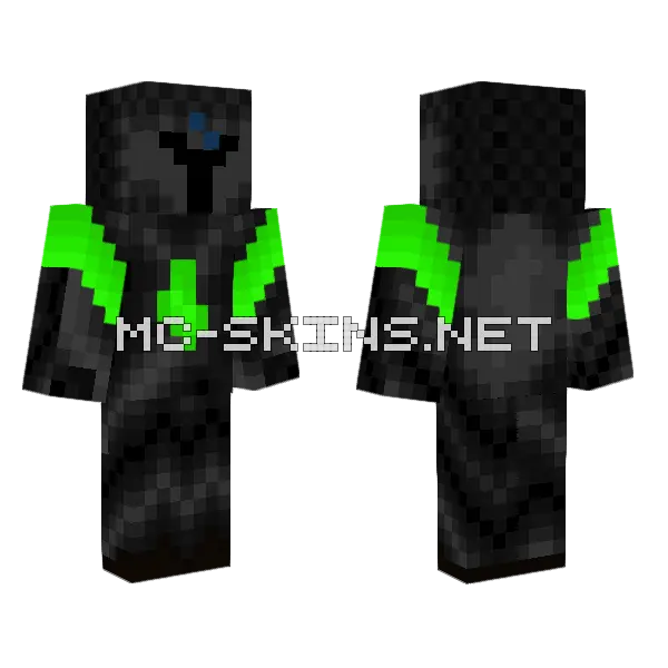 Knight Black Green Minecraft skin, front and back