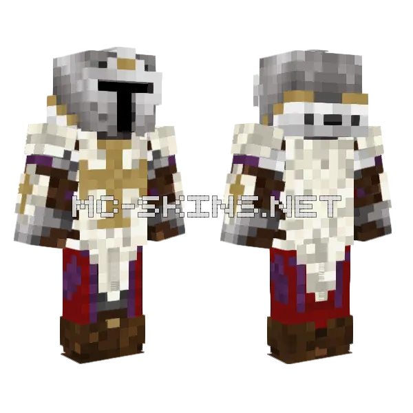 Knight Templar Armor Minecraft skin, front and back
