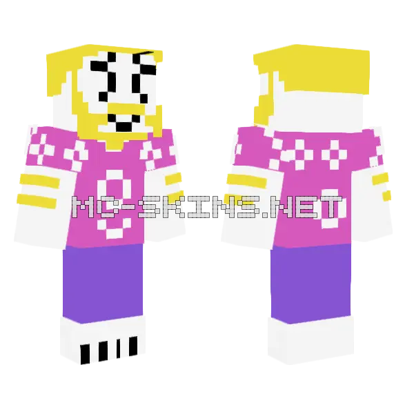 Knockoff Deltarune Asgore Minecraft skin, front and back