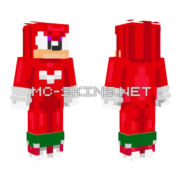 Knuckles Minecraft skin, front and back
