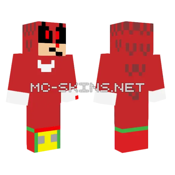 Knuckles EXE Minecraft skin, front and back