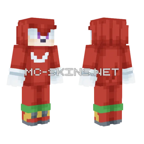 Knuckles Modern Minecraft skin, front and back