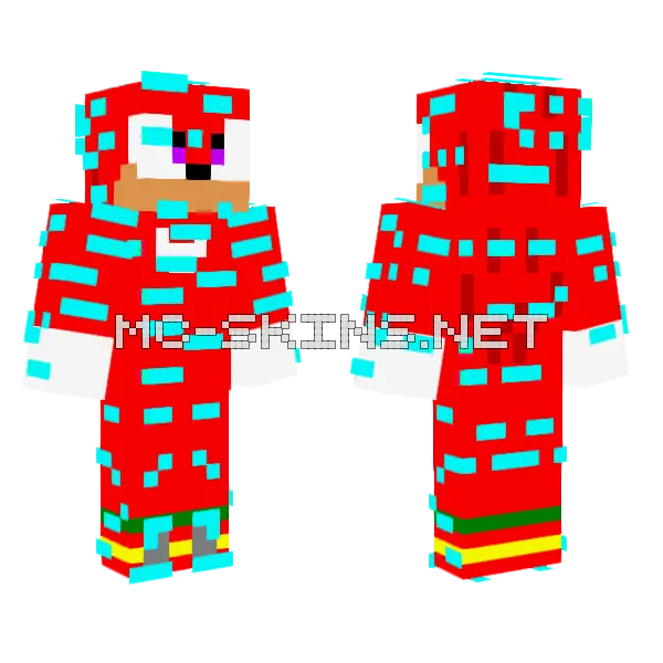 Knuckles Sonic Frontiers Minecraft skin, front and back