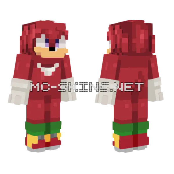Knuckles The Echidna Minecraft skin, front and back