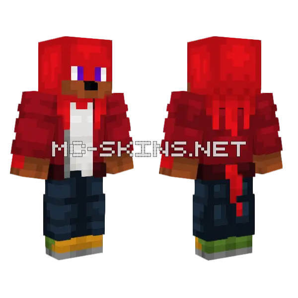 Knuckles The Echidna Minecraft skin, front and back