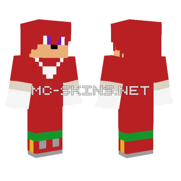 Knuckles The Echidna Minecraft skin, front and back
