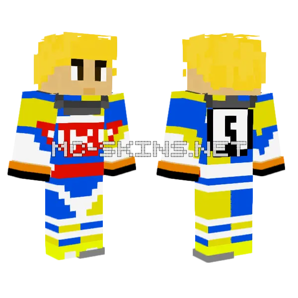 Kolejarz Minecraft skin, front and back