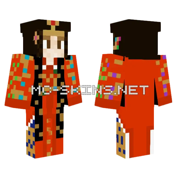 Korean Queen In Daeryebok Minecraft skin, front and back