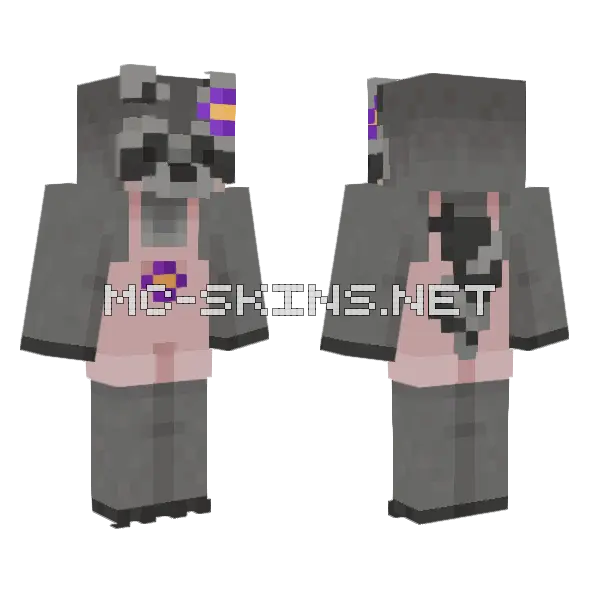 Kota Raccoon Flower Minecraft skin, front and back