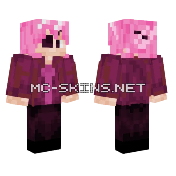 Kov Pink Hair Minecraft skin, front and back