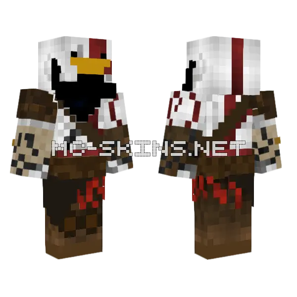 Kratos Chicken Minecraft skin, front and back