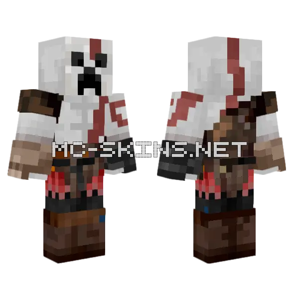Kratos x Creeper Minecraft skin, front and back
