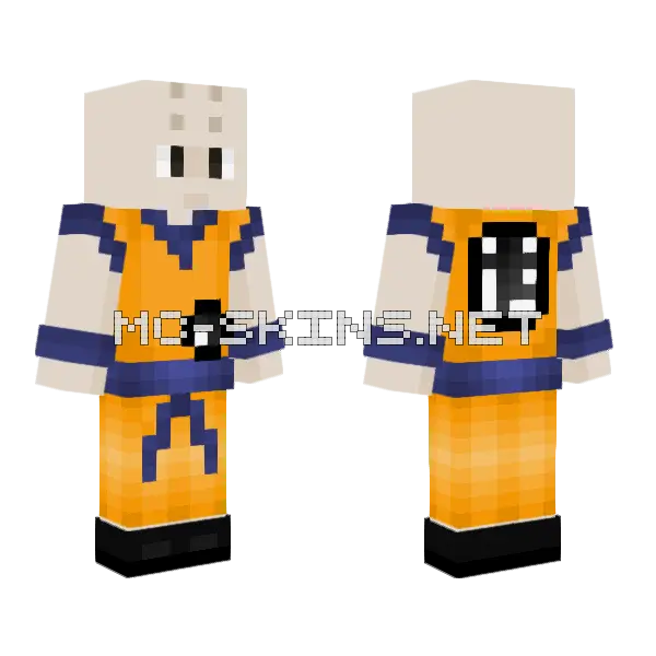 Krillin Orange Outfit Minecraft skin, front and back