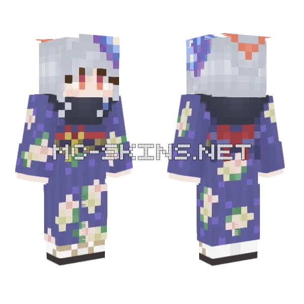 Kurodate Haruna New Year Minecraft skin, front and back