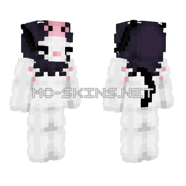 Kuromi Cat Girl Minecraft skin, front and back