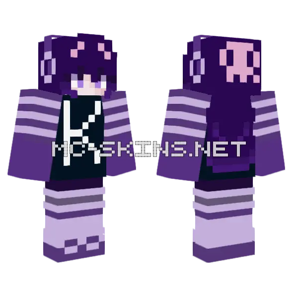 Kuromi Girl Minecraft skin, front and back