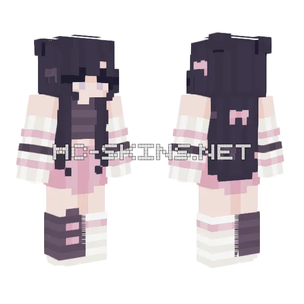 Kuromi Girl RCE Minecraft skin, front and back