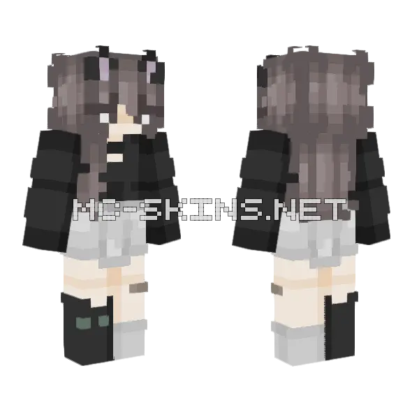 Kuroneko Minecraft skin, front and back