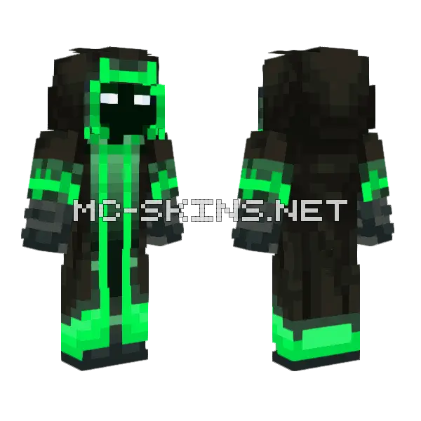 Kyber Green Glow Minecraft skin, front and back
