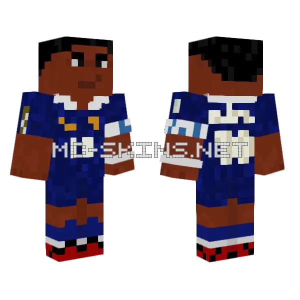 Kylian Mbappe Footballer Minecraft skin, front and back