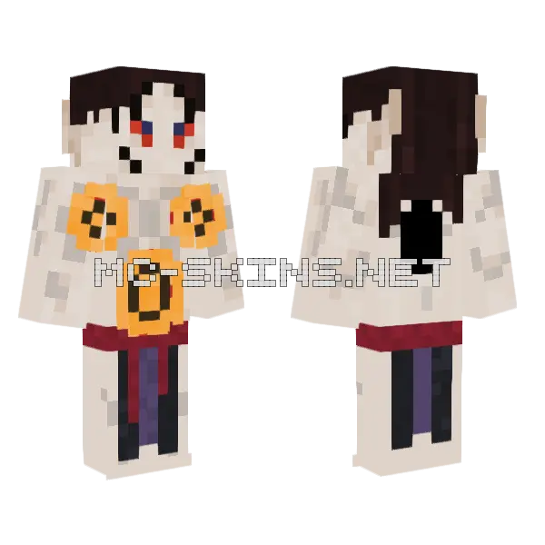 Kyogai Demon Slayer Minecraft skin, front and back