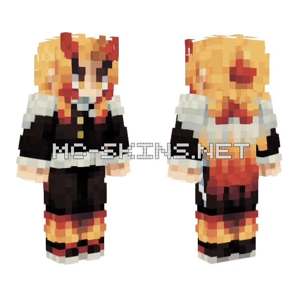 Kyojuro Rengoku Minecraft skin, front and back