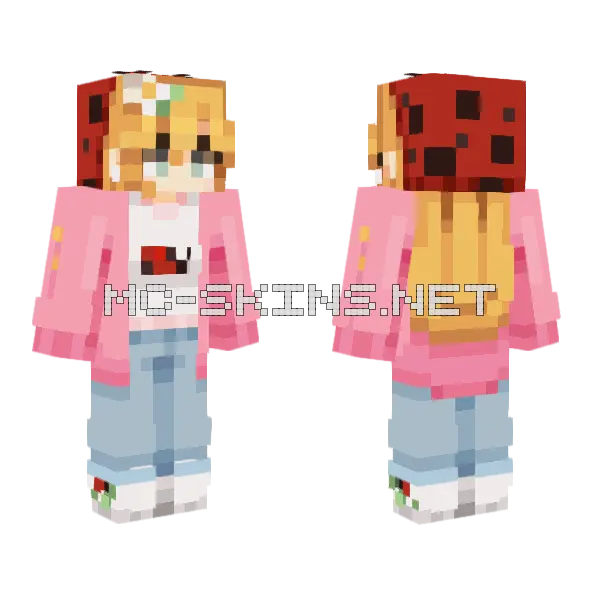 Ladybug Girl Minecraft skin, front and back