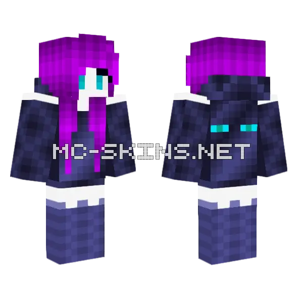 Lalaland2 Purple Hair Girl Minecraft skin, front and back