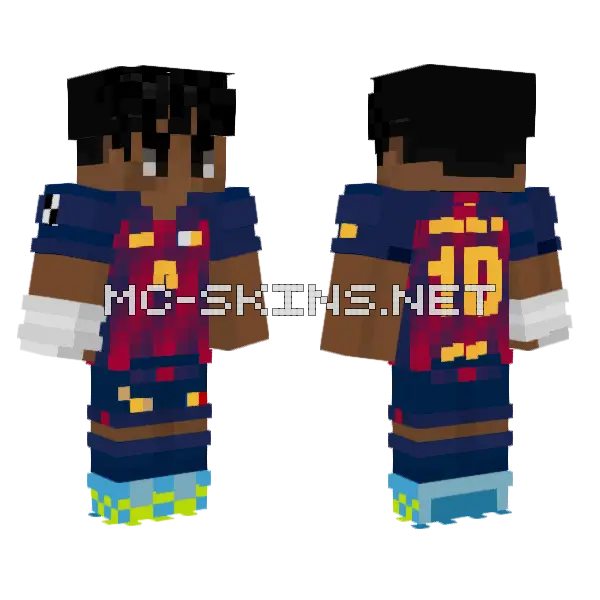 Lamine Yamal Hair Black Minecraft skin, front and back