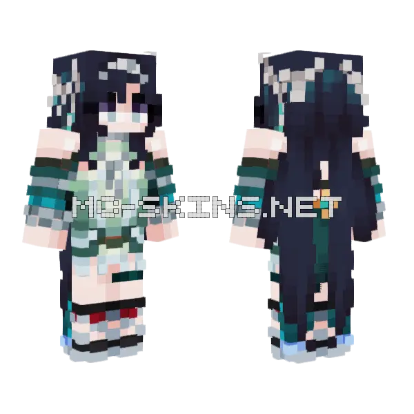 Lan Yan Genshin Impact Minecraft skin, front and back