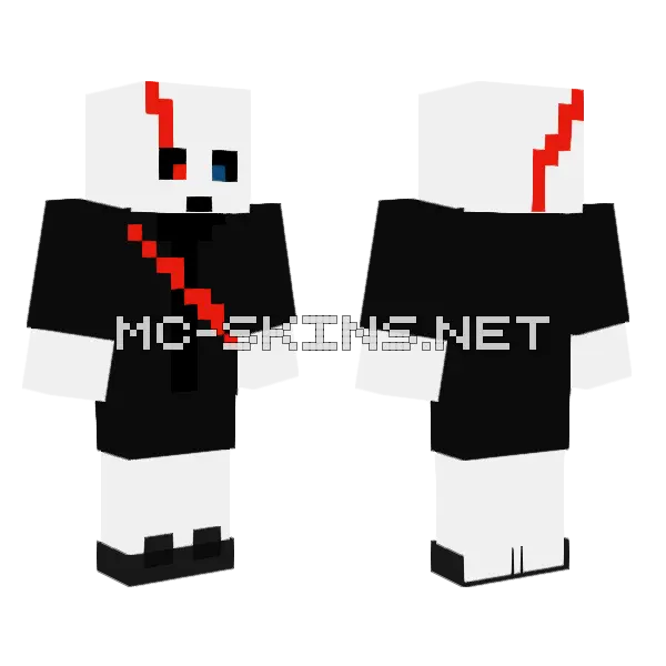 Last Breath Gaster Phase 4 Minecraft skin, front and back