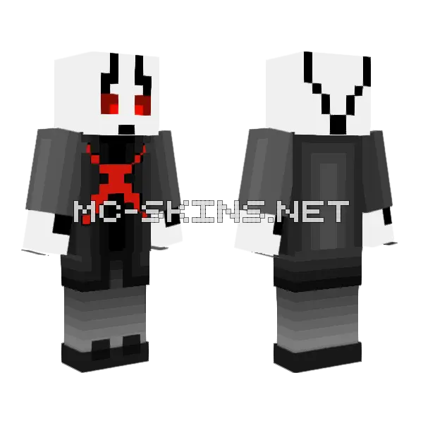 Last Breath Gaster Phase 5 Minecraft skin, front and back