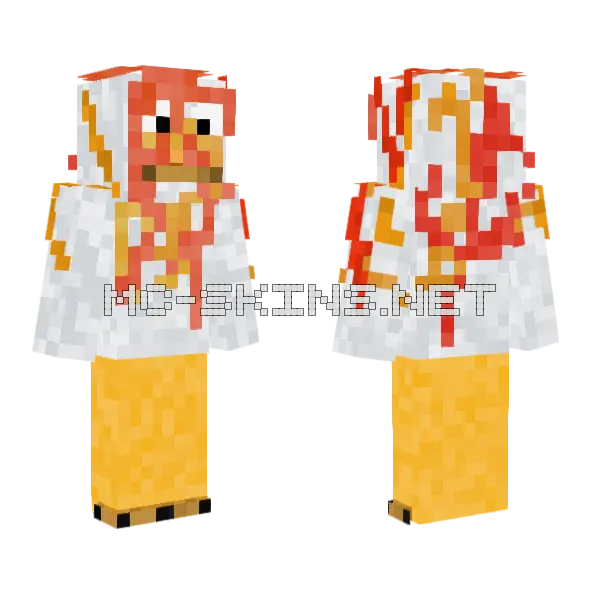 Lava Chicken Minecraft skin, front and back