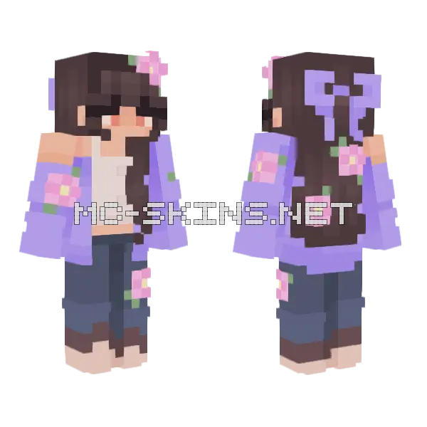 Lavender Blossom Dress Minecraft skin, front and back