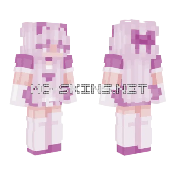 Lavender Kitty Maid Minecraft skin, front and back