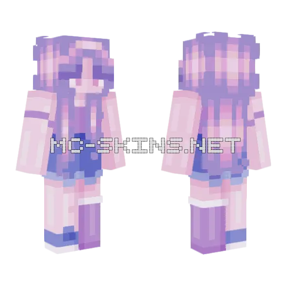 Lavender RCE Minecraft skin, front and back