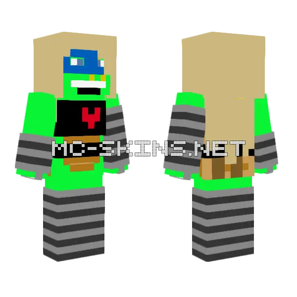 Lea Female Leo TMNT Minecraft skin, front and back