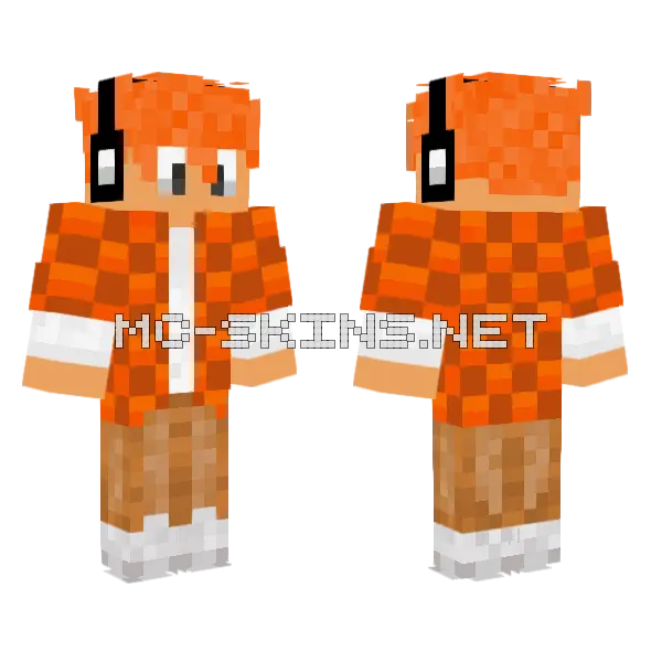Leeon77 Orange Outfit Minecraft skin, front and back