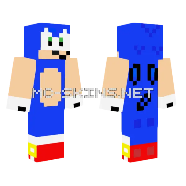 Lego Sonic Minecraft skin, front and back