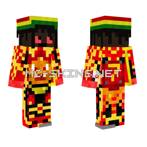 Leic Rasta Lion Minecraft skin, front and back