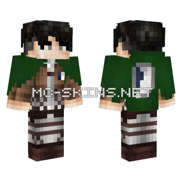 Levi Attack on Titan Minecraft skin, front and back