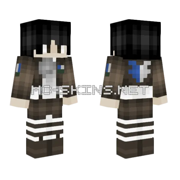 Levi Attack On Titan Minecraft skin, front and back