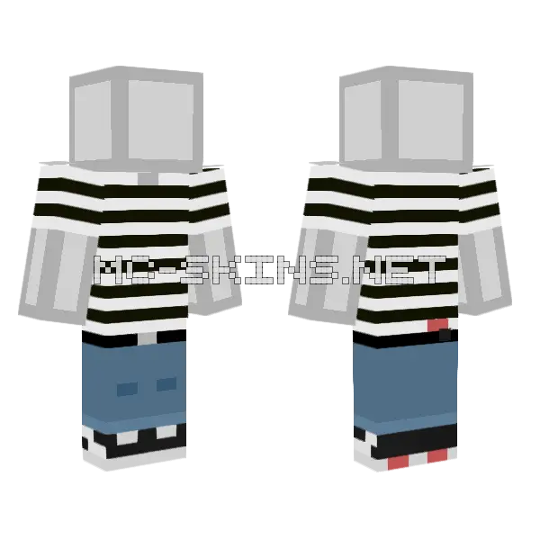 Levi Striped Shirt Shoes Minecraft skin, front and back