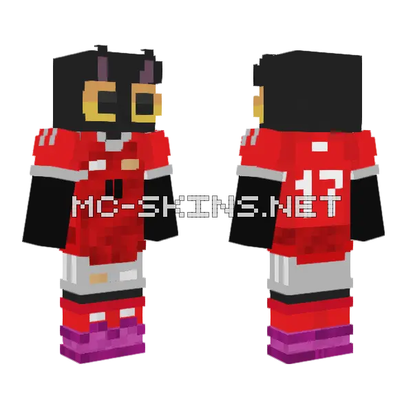 Ligacraft17 Red Jersey Minecraft skin, front and back