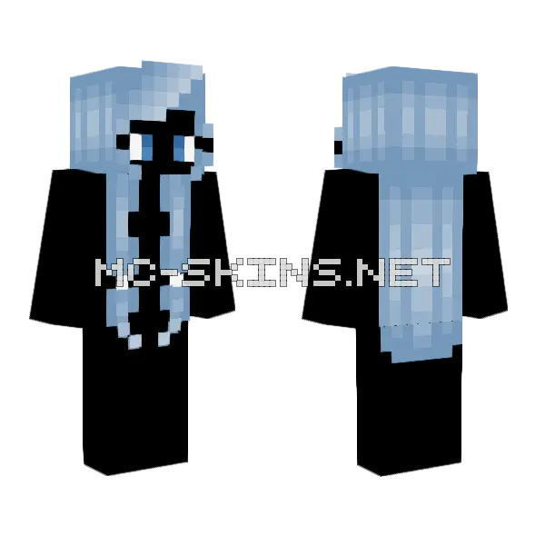 Light Blue Braided Discord Minecraft skin, front and back