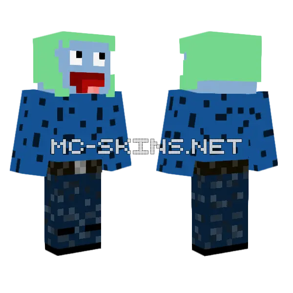 Light Blue Face Avatar, front and back