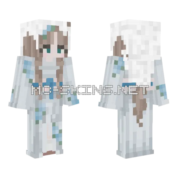 Light Blue Floral Dress Minecraft skin, front and back