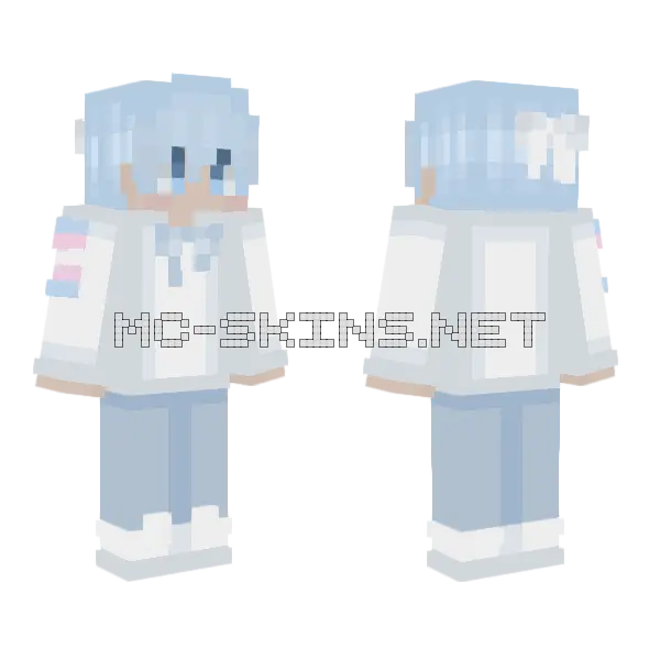 Light Blue Hair Girl Minecraft skin, front and back
