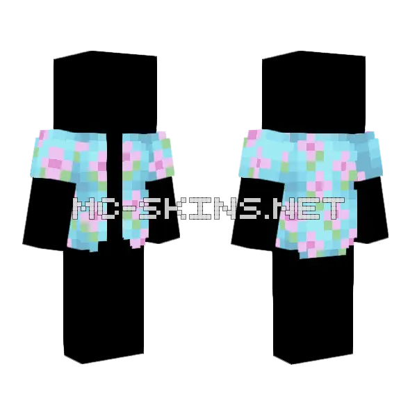 Light Blue T-shirt With Pink Flowers Minecraft skin, front and back
